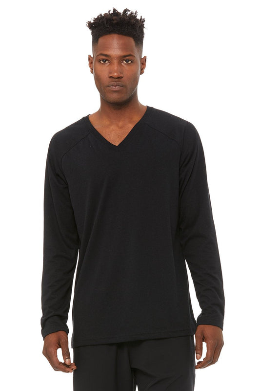 Triumph V-Neck Raglan Long Sleeve - Solid Black Triblend