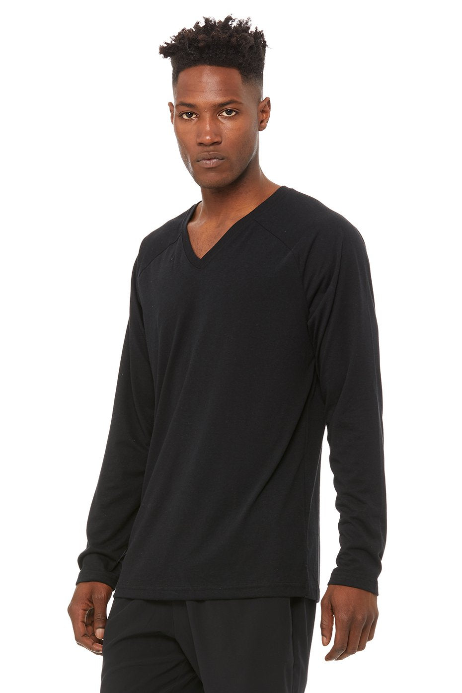 Triumph V-Neck Raglan Long Sleeve - Solid Black Triblend