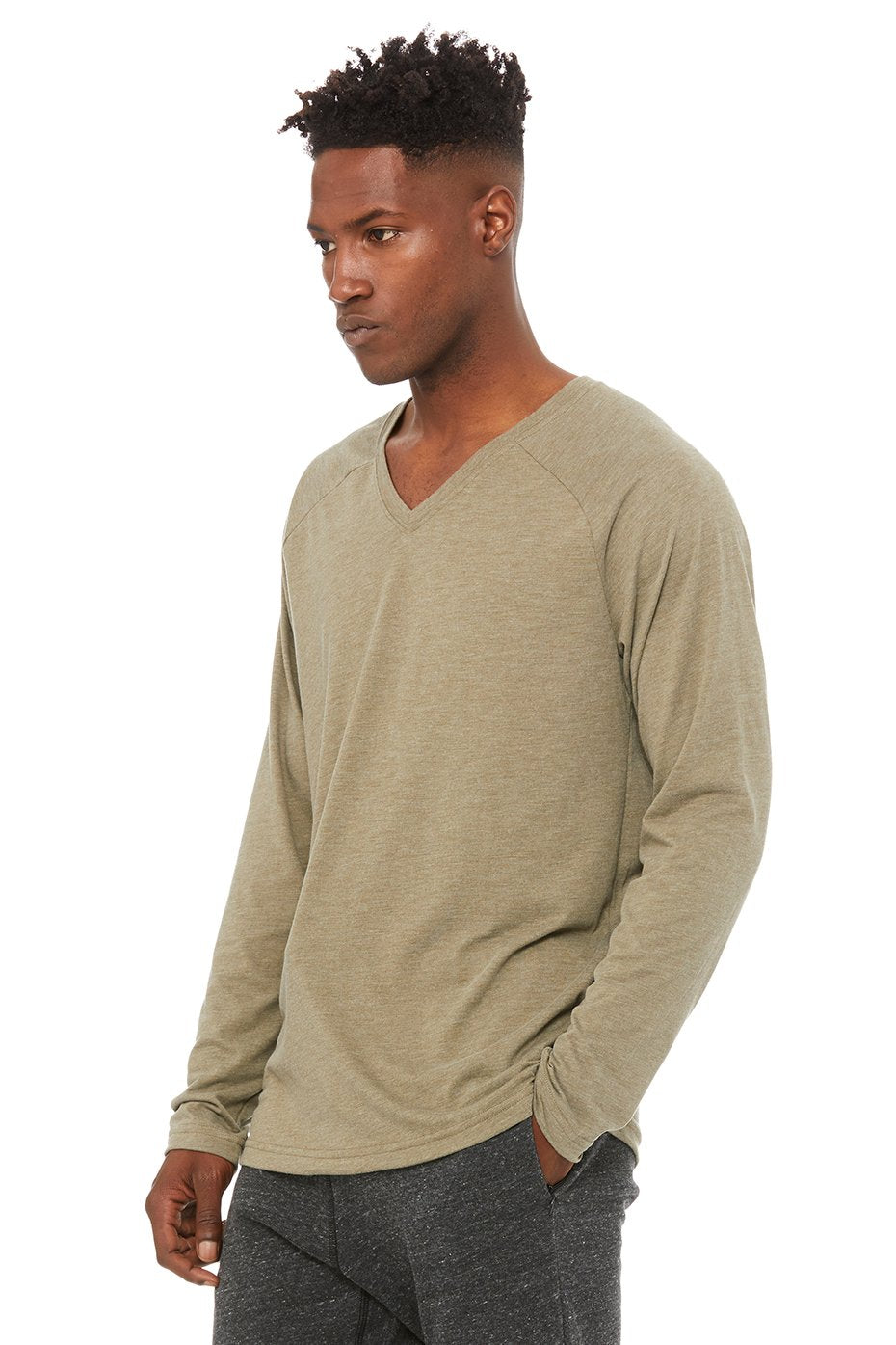 Triumph V-Neck Raglan Long Sleeve - Olive Triblend