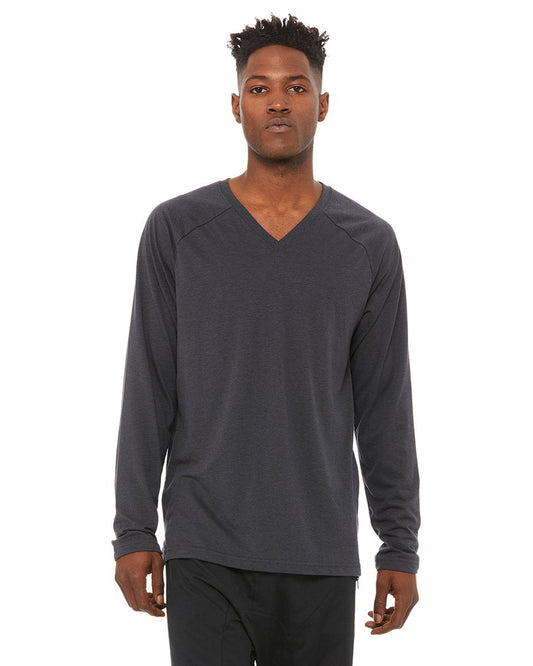 Triumph V-Neck Raglan Long Sleeve - Solid Dark Grey Triblend