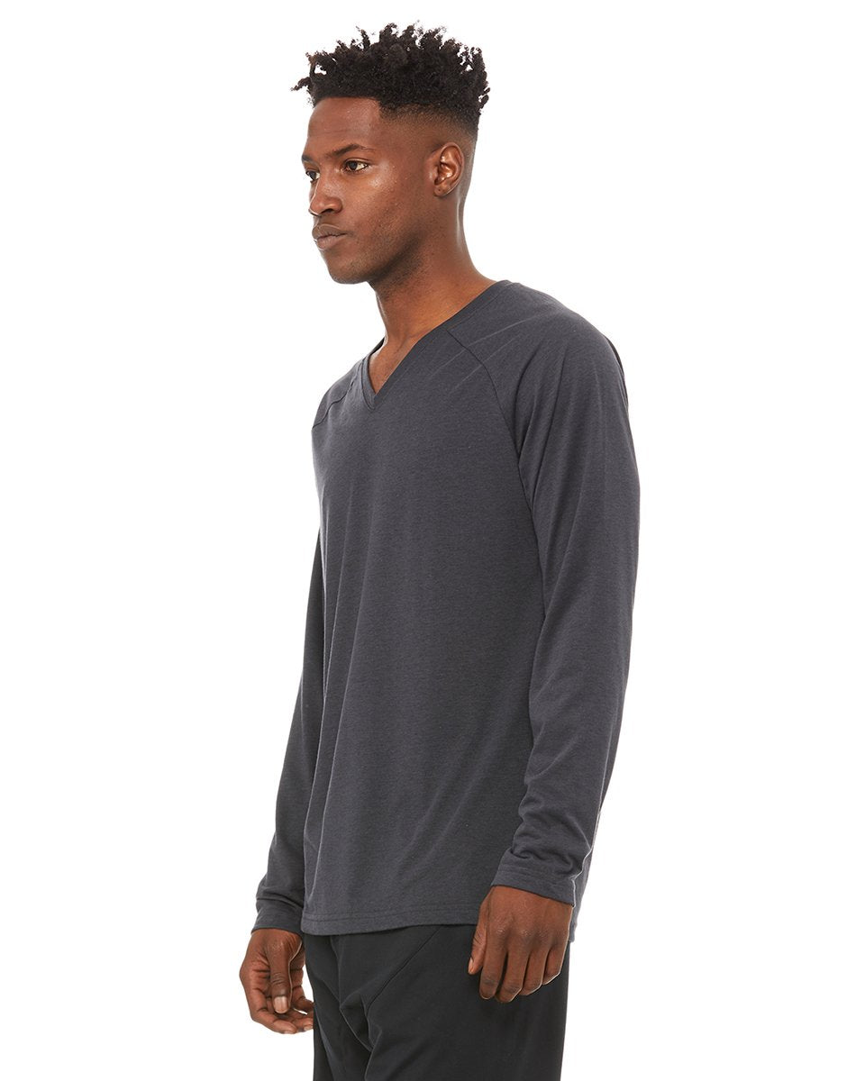 Triumph V-Neck Raglan Long Sleeve - Solid Dark Grey Triblend