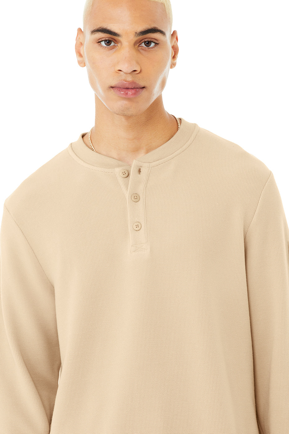 Micro Waffle Fast Break Henley - Sand Dune