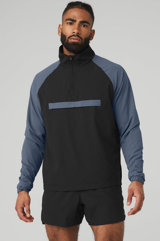 Ripstop 1/4 Zip On-Set Jacket - Black/Bluestone