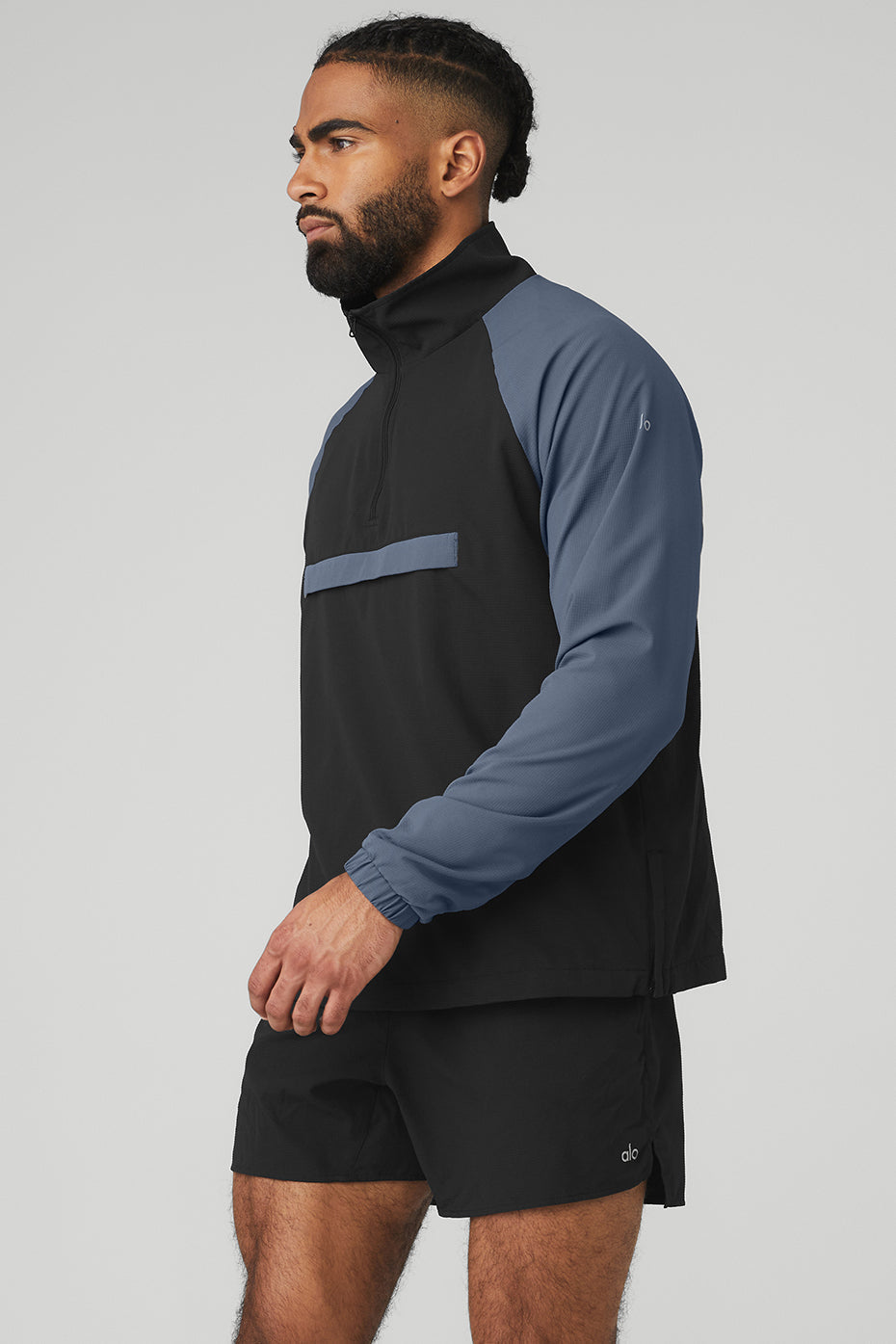 Ripstop 1/4 Zip On-Set Jacket - Black/Bluestone