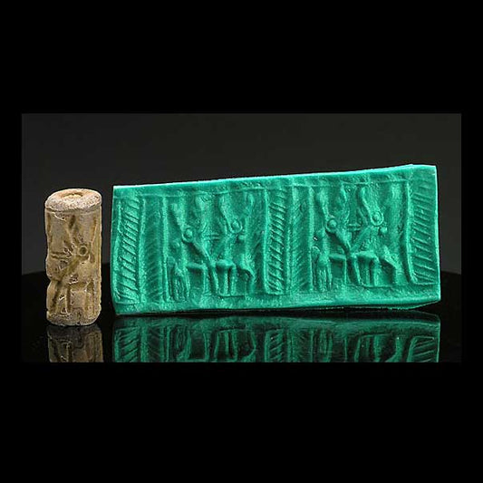 A Mittonian Frit Cylinder Seal, Northern Mesopotamia, circa 1400-1100 BCE