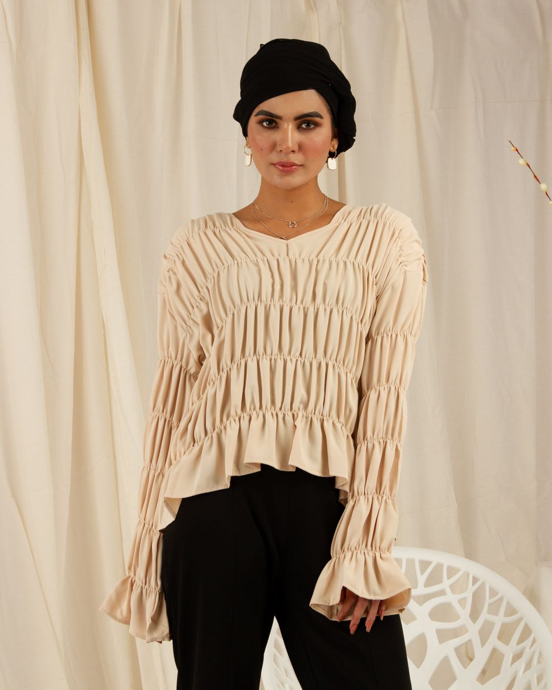 Ruffle Madness Top - Beige