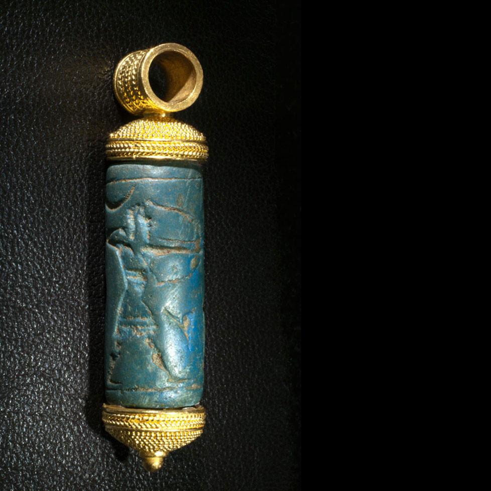 A rare Mittanian Cylinder Seal of Egyptian Blue, ca. 1500 - 1300 BCE