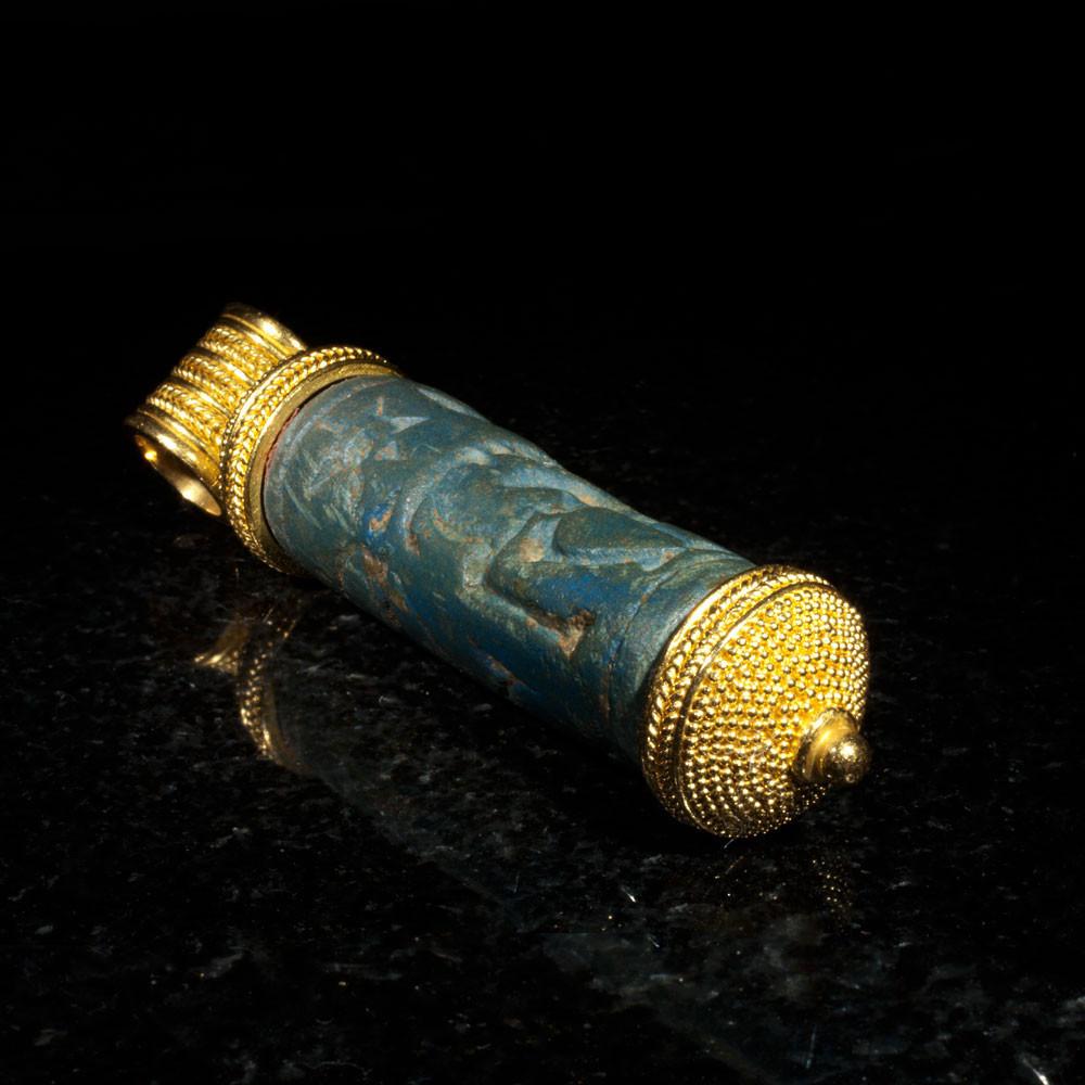 A rare Mittanian Cylinder Seal of Egyptian Blue, ca. 1500 - 1300 BCE