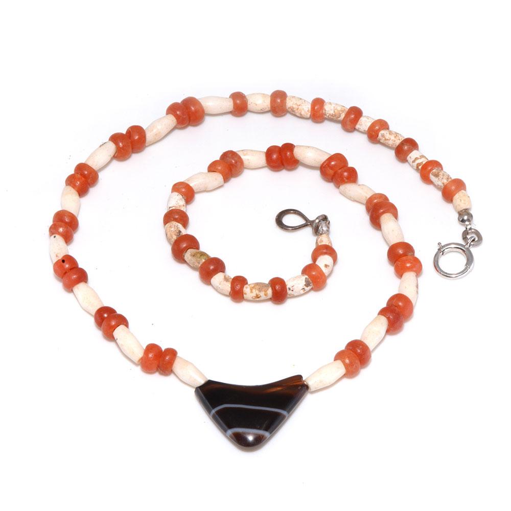 A Bactrian Carnelian & Agate Bead Necklace, ca. 2nd millennium BCE