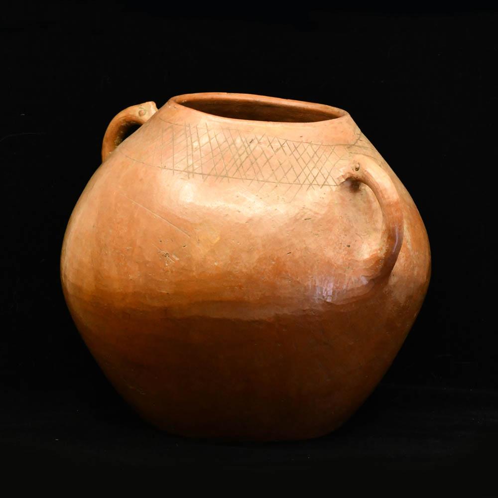 A large Burnished Double Handled Bowl, Iron Age I-II, ca. 1400 - 800 BCE