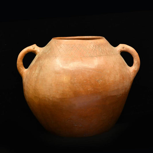 A large Burnished Double Handled Bowl, Iron Age I-II, ca. 1400 - 800 BCE