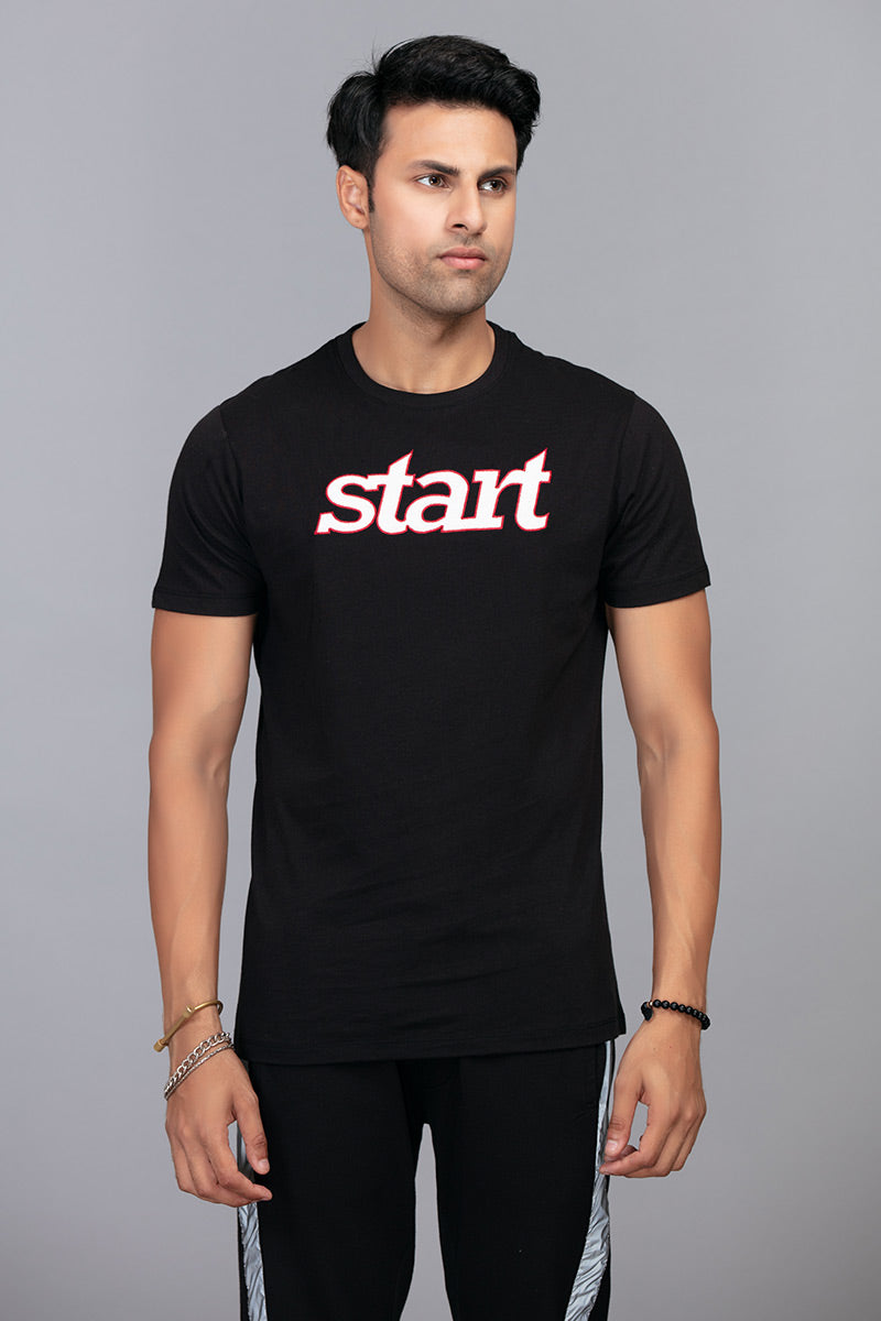 START - Black Essential Embroidered Start tee