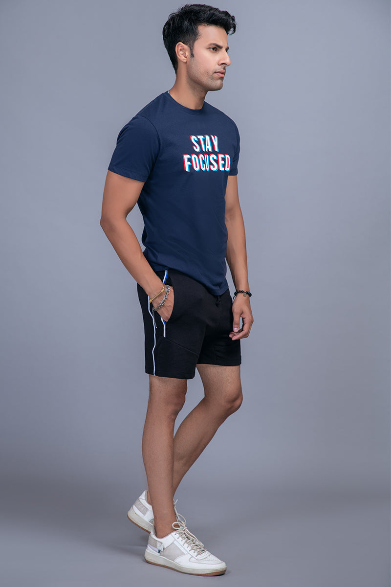 START - Navy Custom Fit Graphic Tee - Stay focused