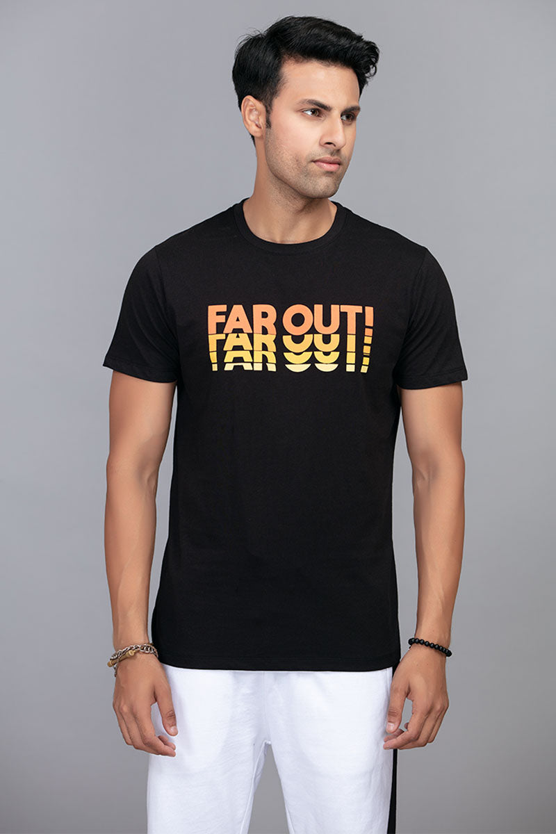 START - Black Custom Fit Graphic Tee - Far out