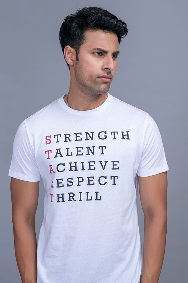 START - White Custom Fit Graphic Tee - START