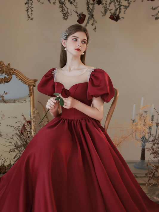 Maroon Cinderella Princess Prom Dress