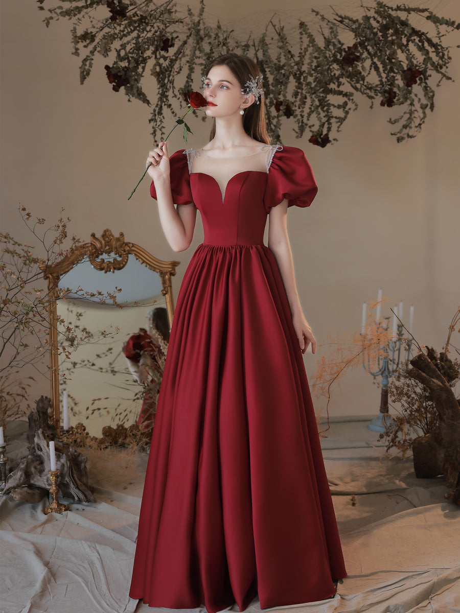 Maroon Cinderella Princess Prom Dress