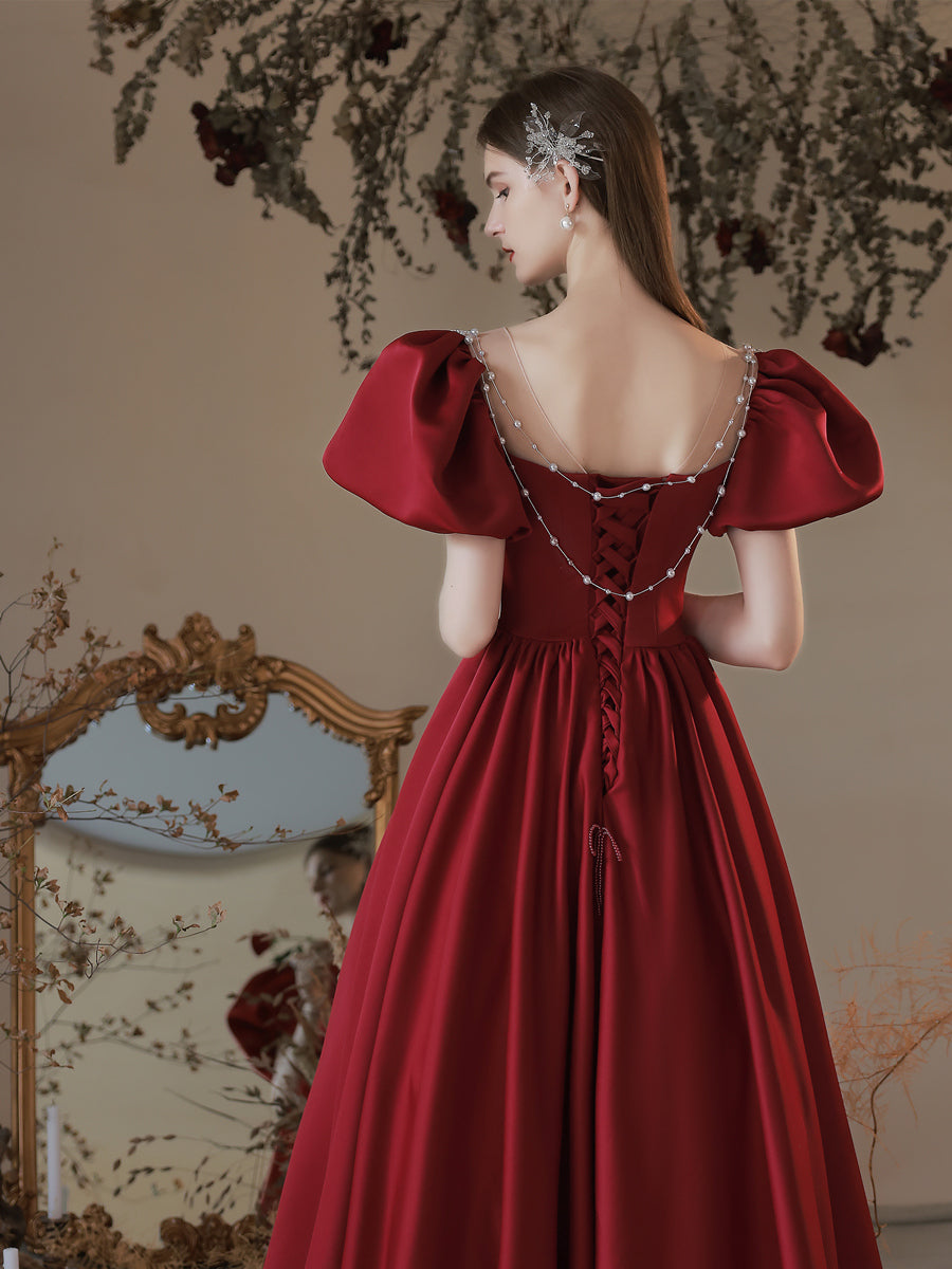 Maroon Cinderella Princess Prom Dress