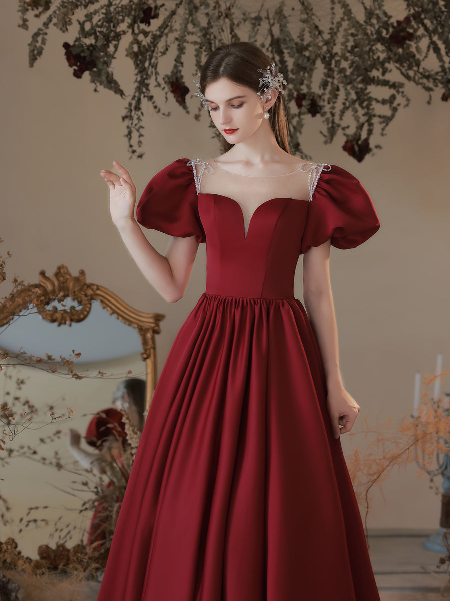 Maroon Cinderella Princess Prom Dress