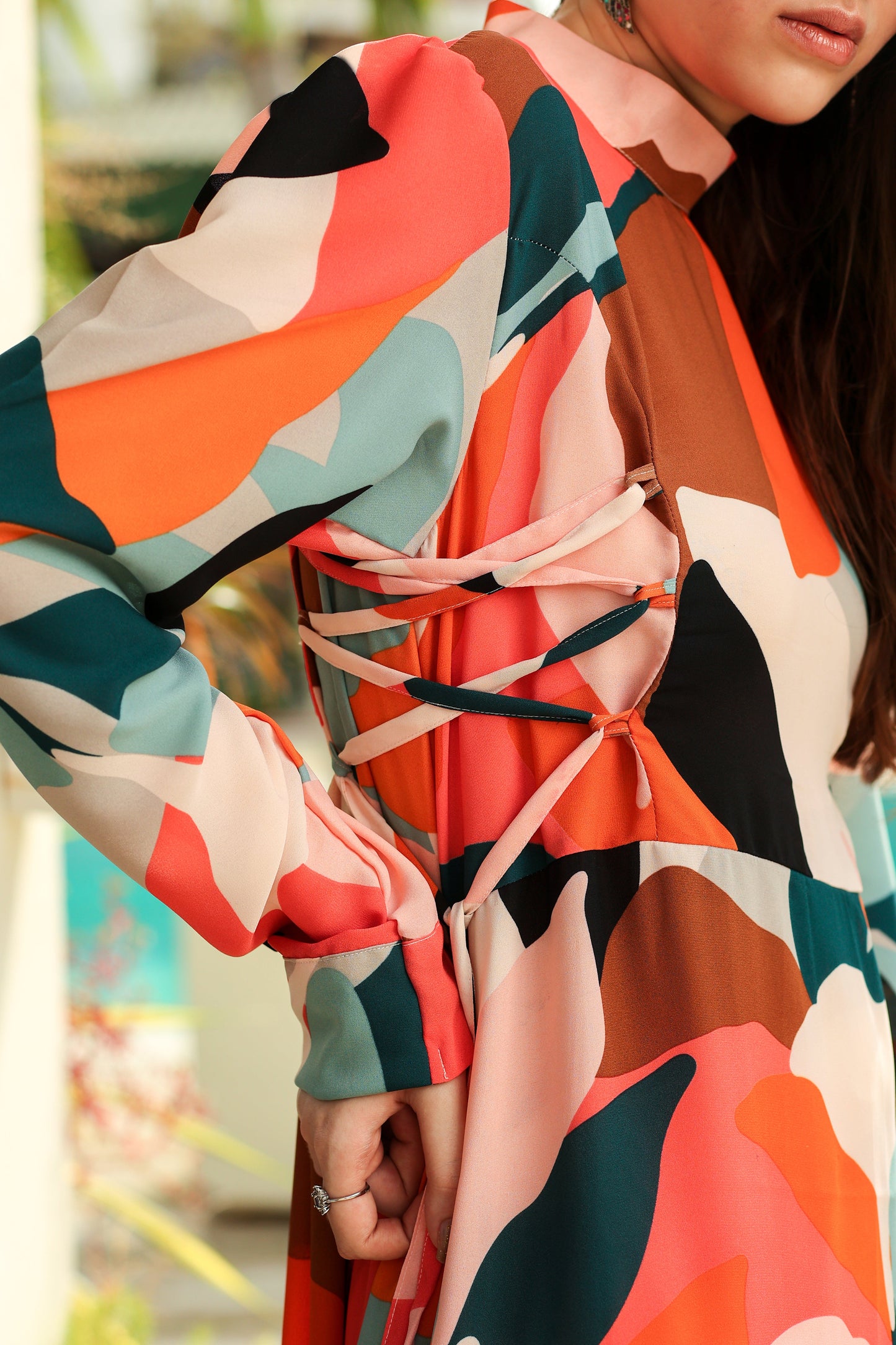 Retro Side-laced Maxi Dress