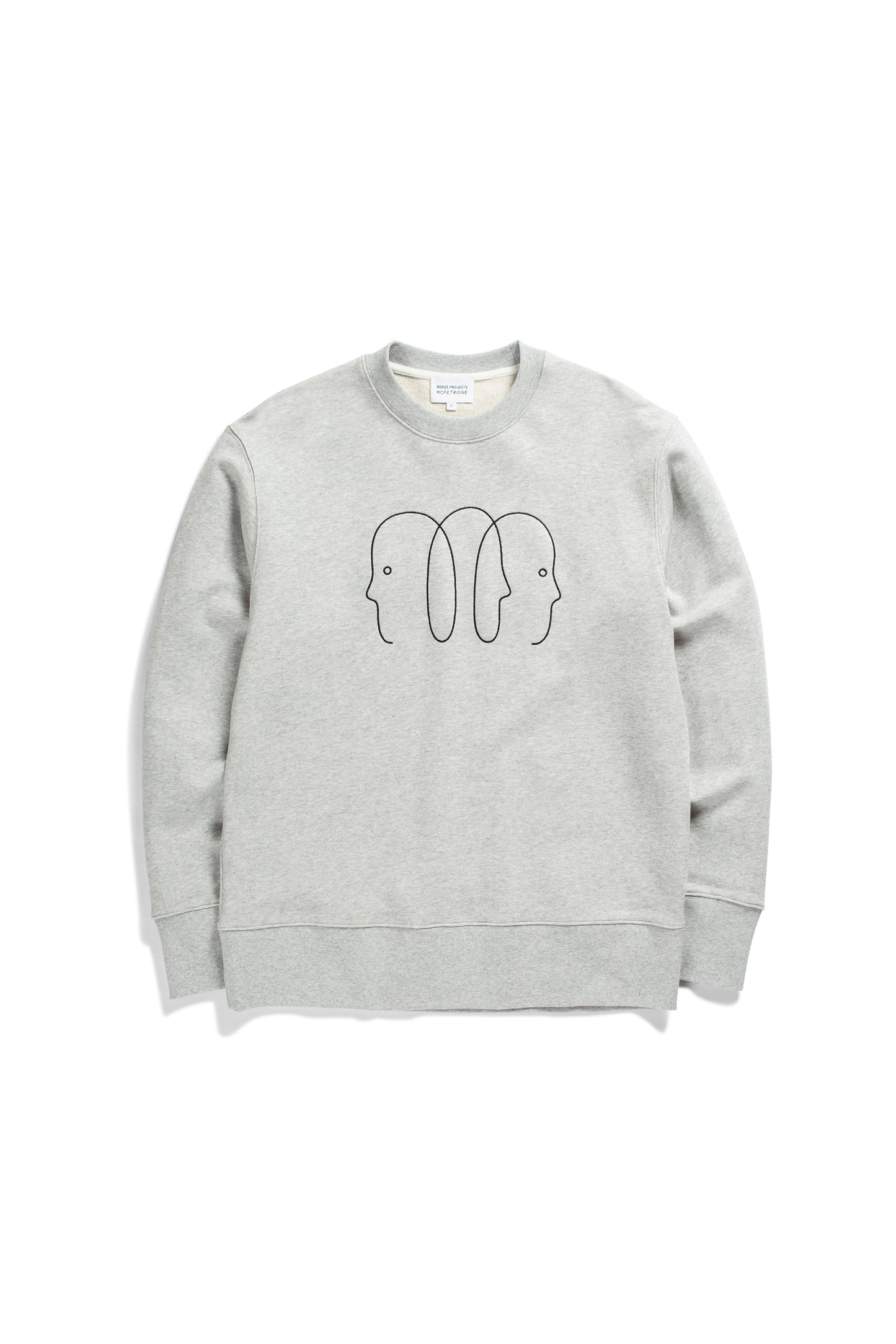 Norse Projects x GM Arne Faces Crewneck in Light Grey