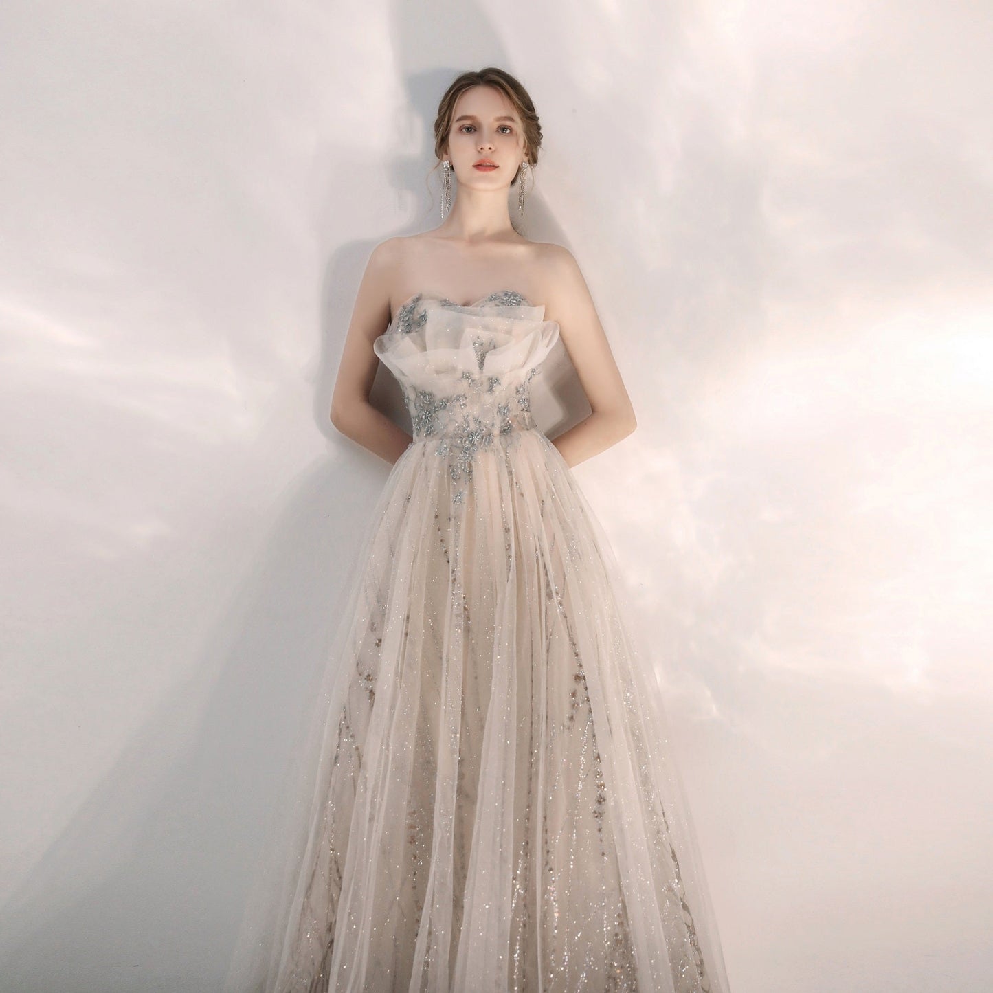 New Arrival Dusty Strapless Light Prom Dress