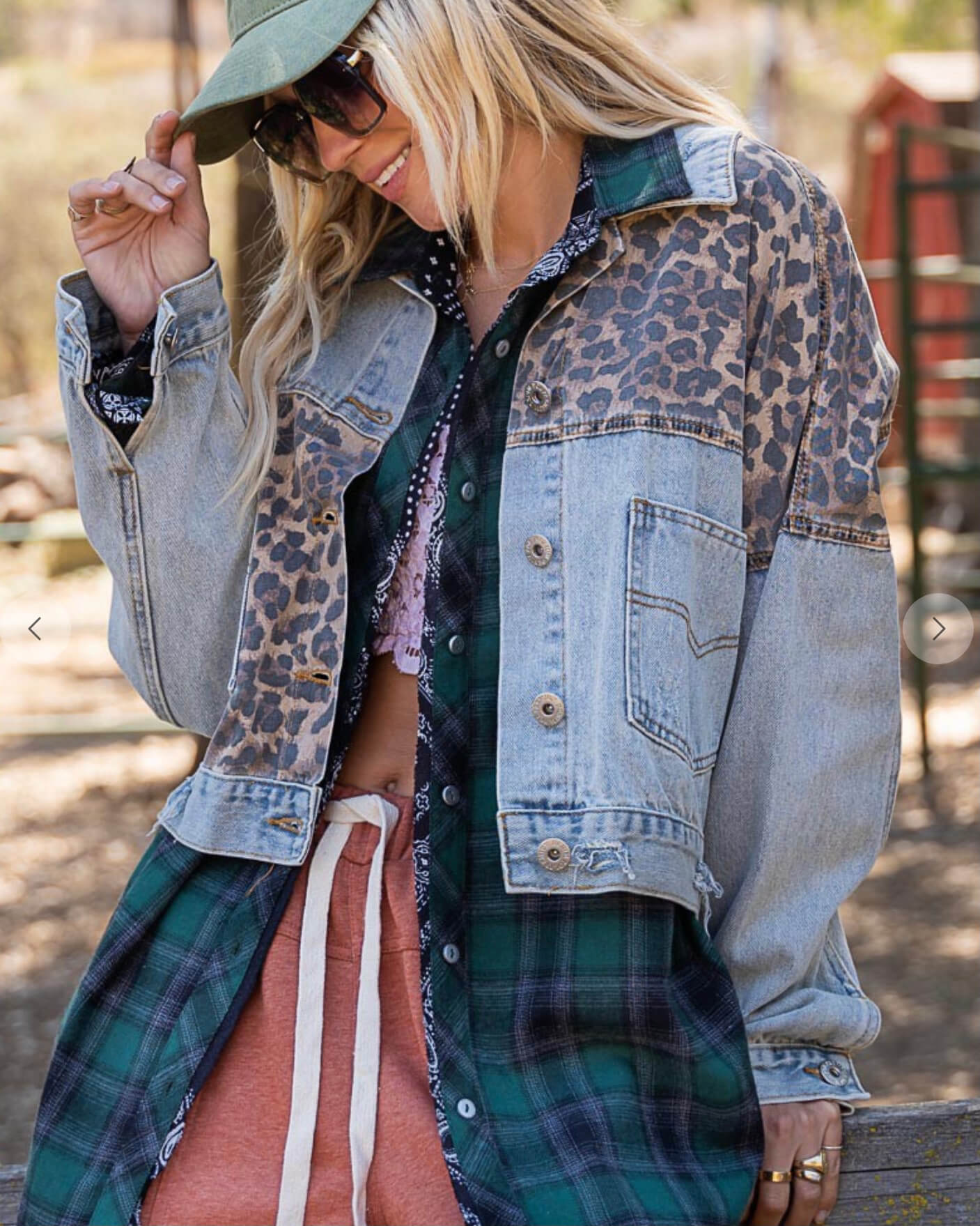 Off Duty Leopard Denim Jacket in Denim