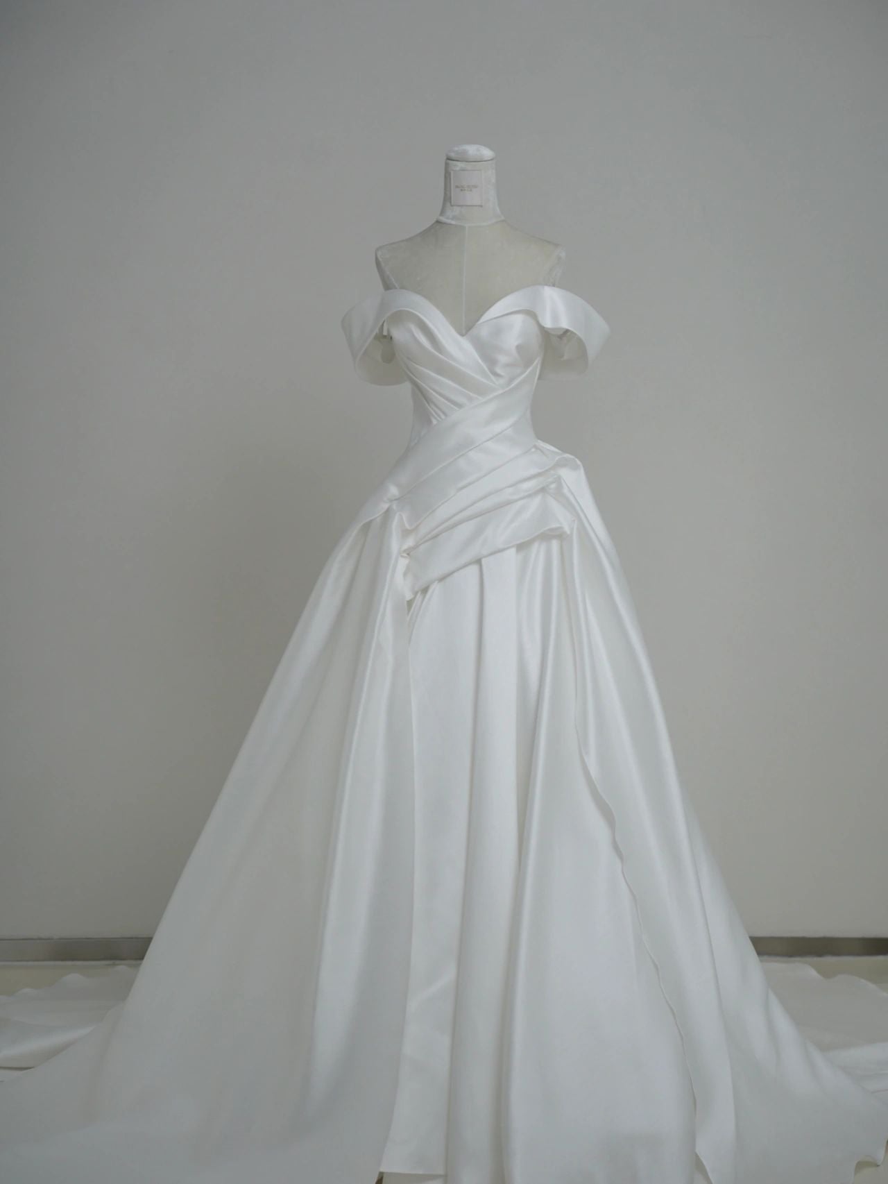 Off Shoulders Draping Silk Ball Gown Wedding Dress