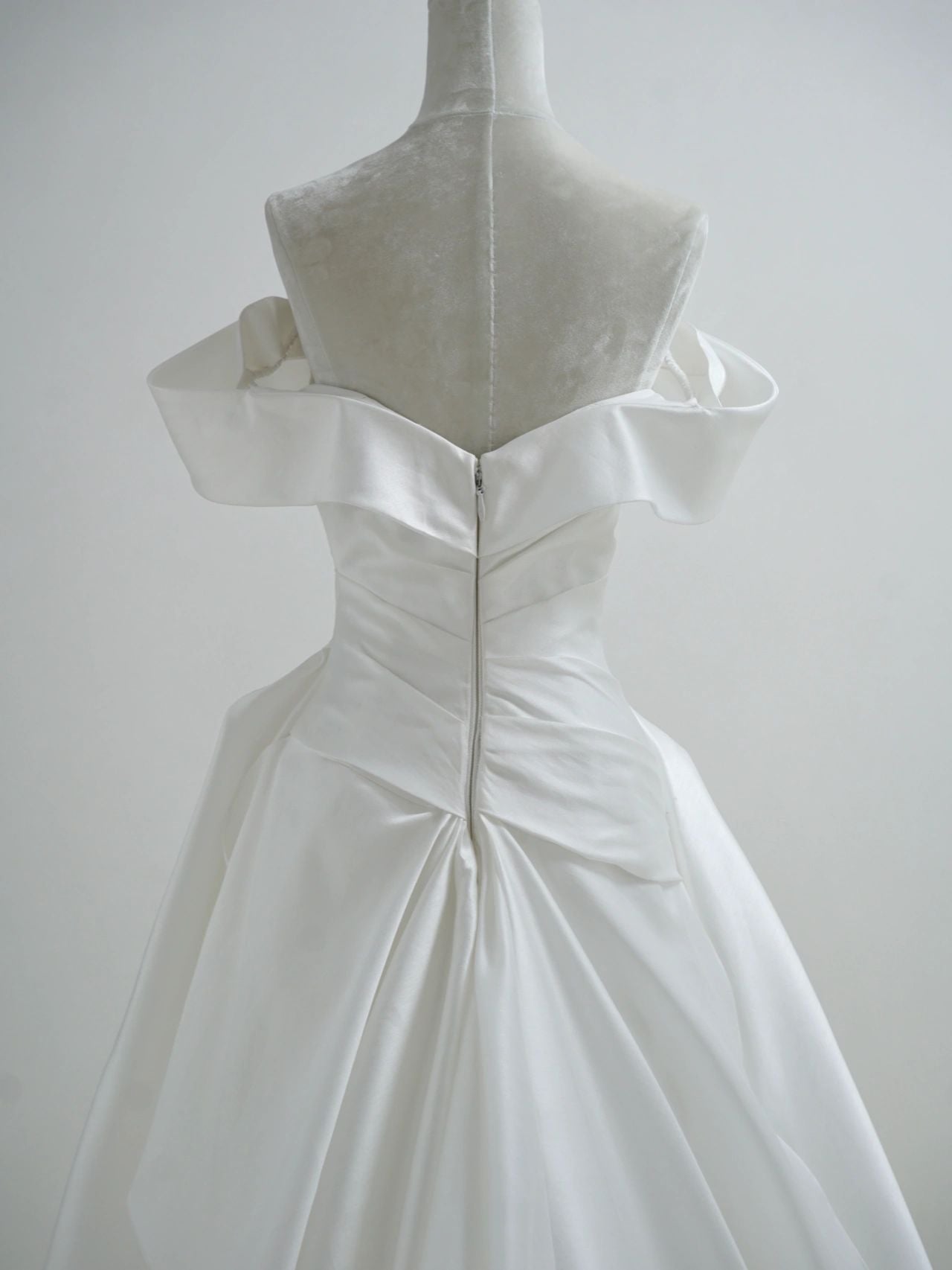Off Shoulders Draping Silk Ball Gown Wedding Dress