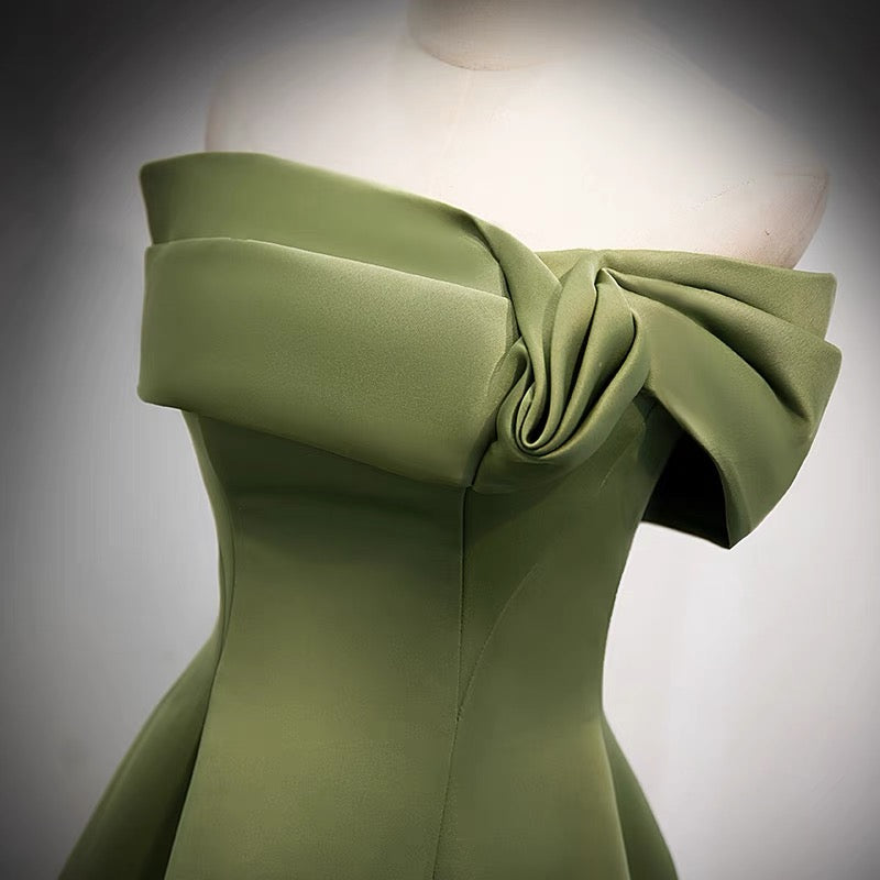 Off Shoulders Olive Green Formal Prom Dress