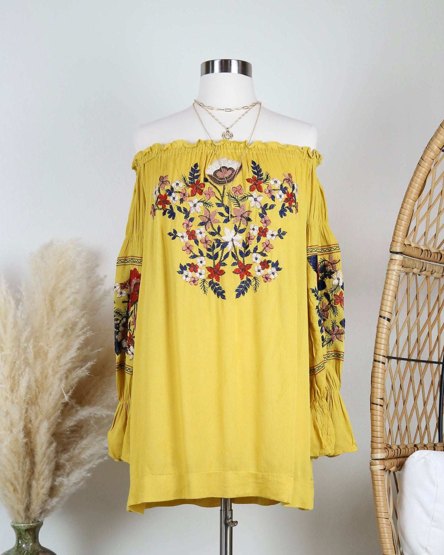 Off the Shoulder Embroidered Dress in More Colors