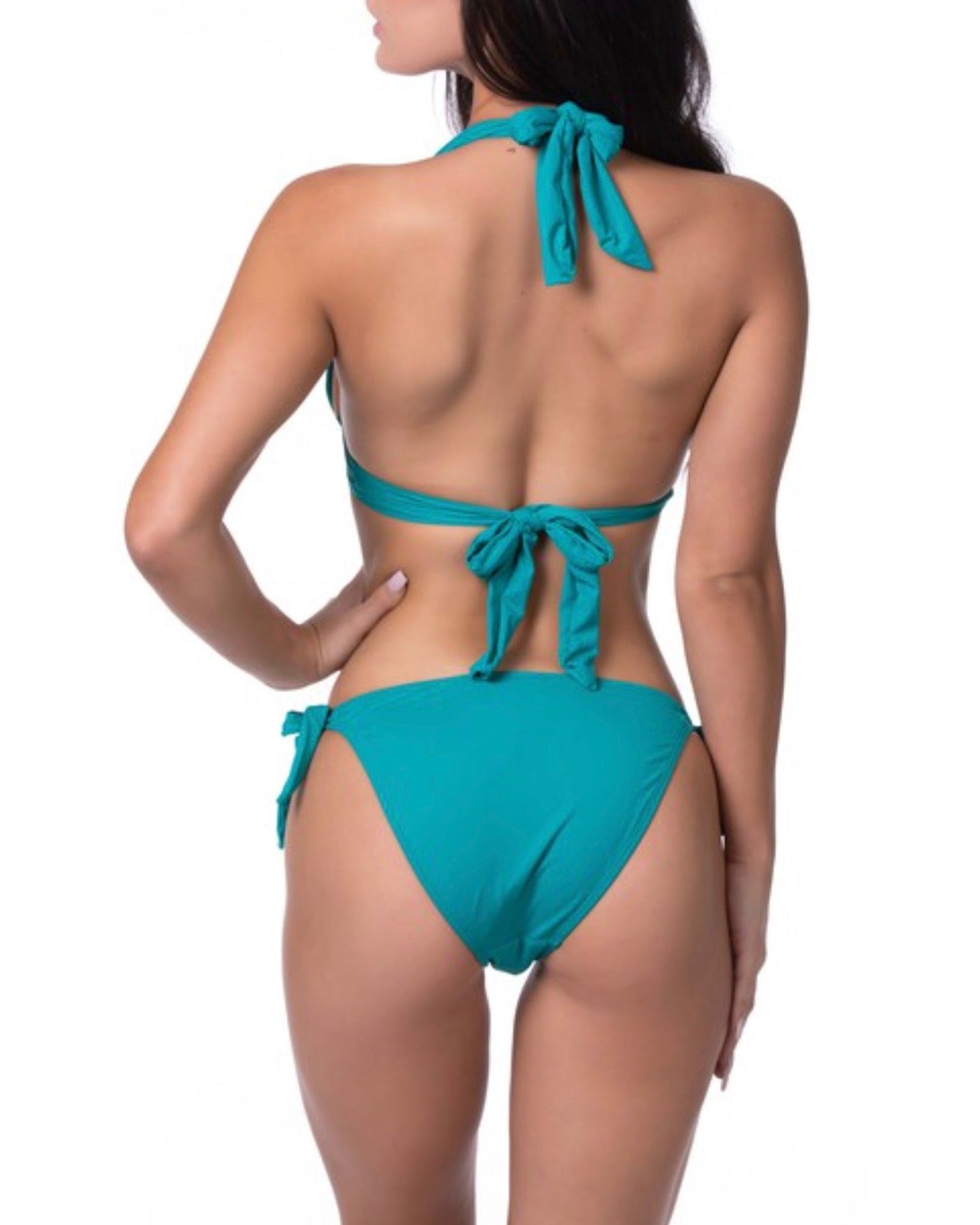 Sol Ruched Triangle Bikini in Teal