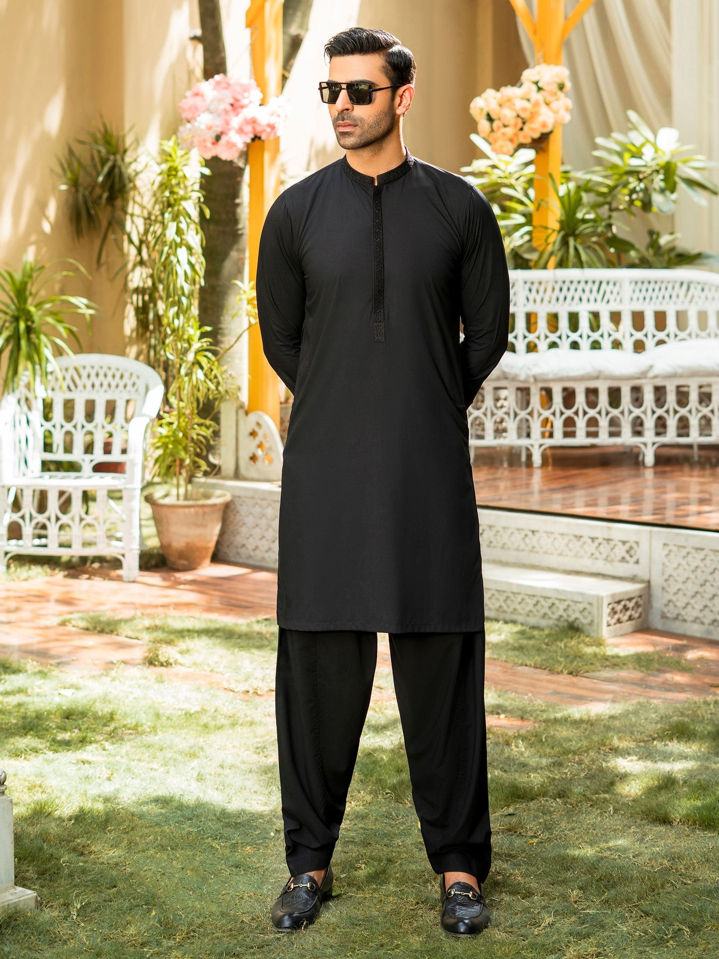 2 Piece Embroidered Wash and Wear Suit