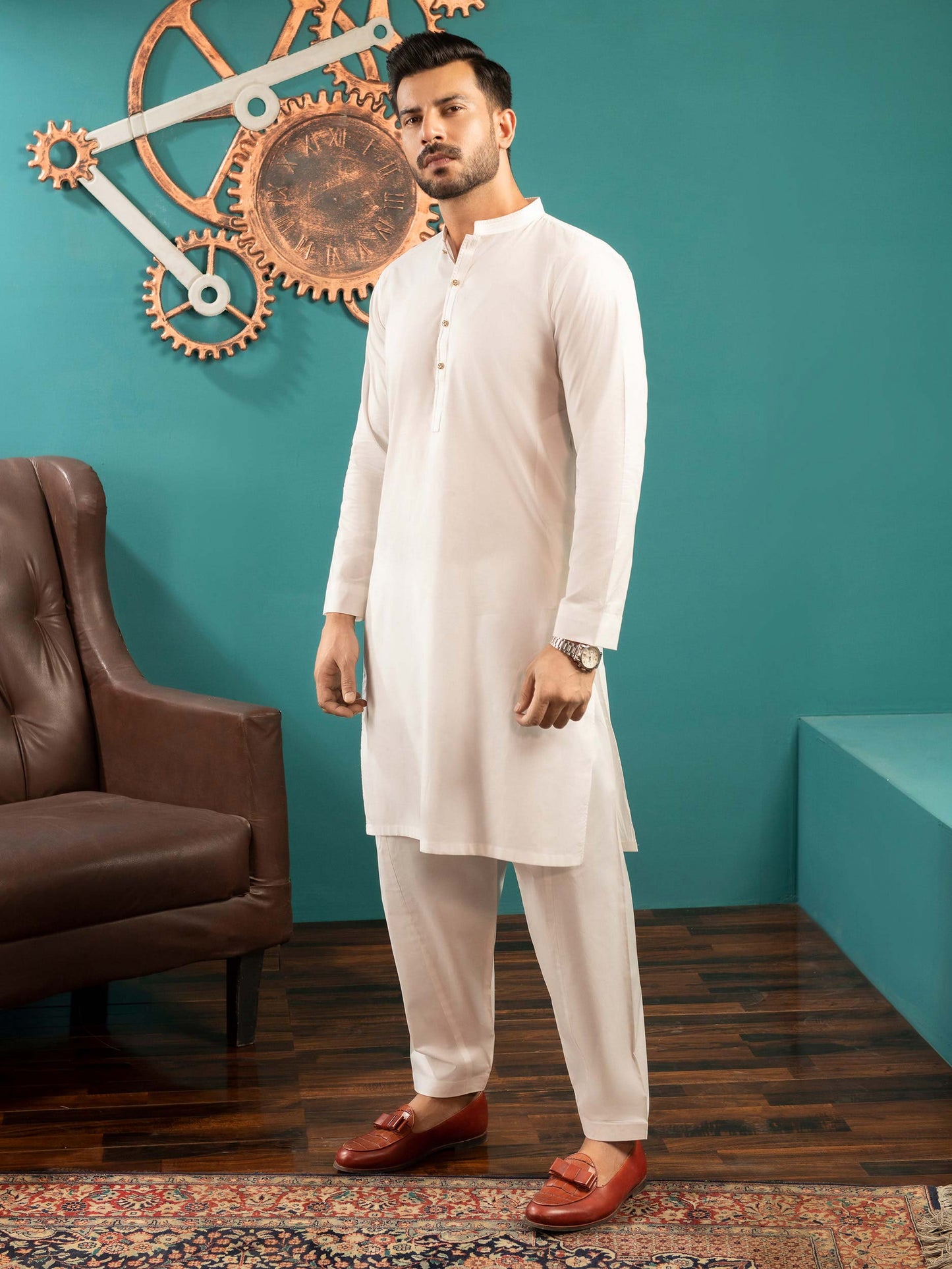 2 Piece Embroidered Cotton Suit