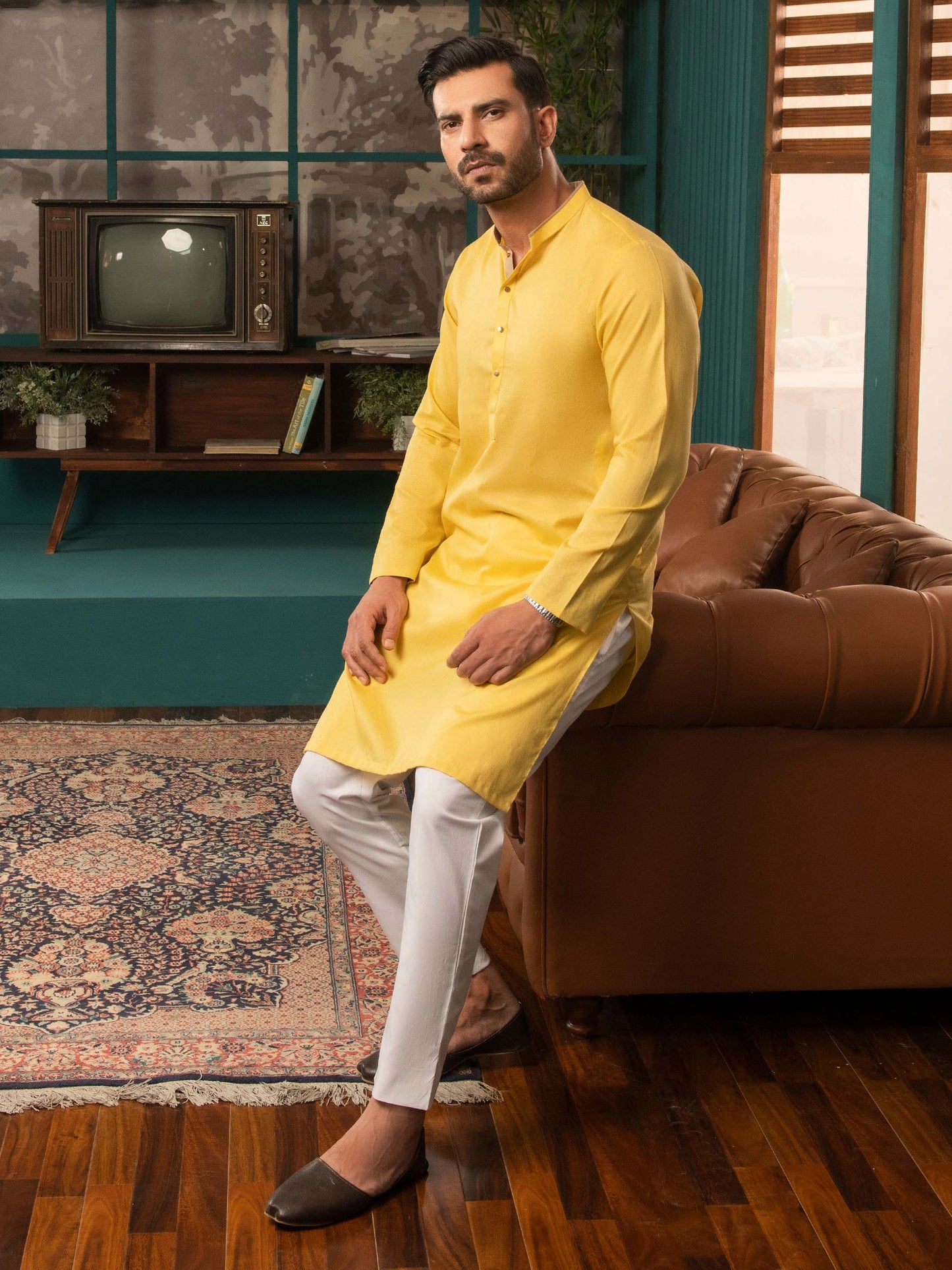 Self Jacquard Kurta