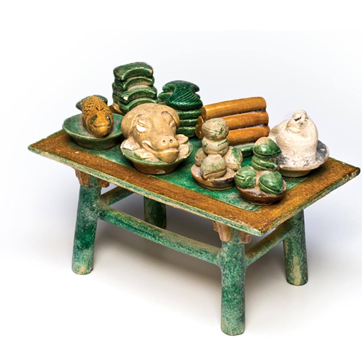 A Chinese Offering Table with Offerings, Ming Dynasty, ca. 1368 - 1644