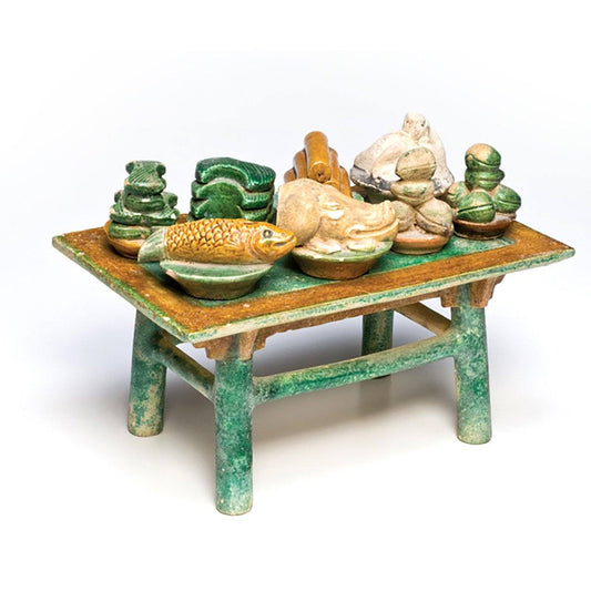 A Chinese Offering Table with Offerings, Ming Dynasty, ca. 1368 - 1644