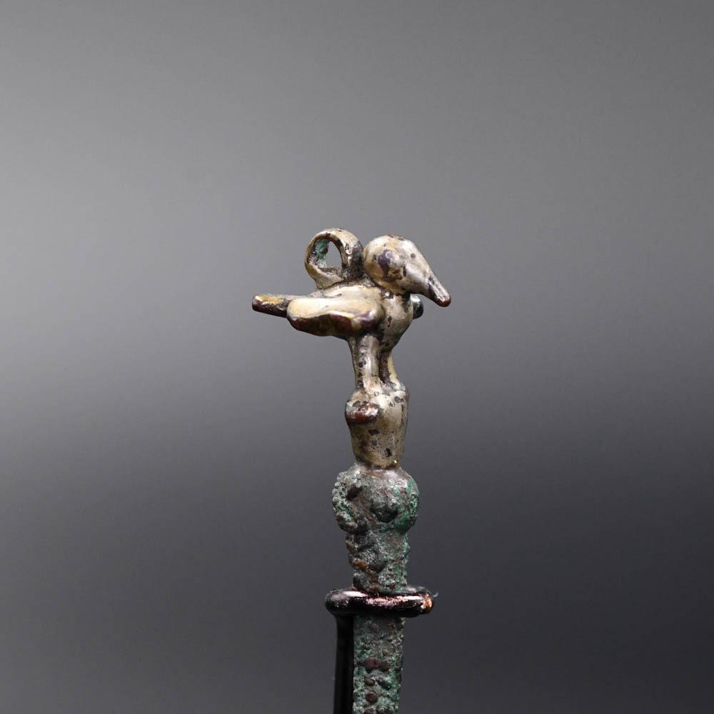 A Moche-Chimu Silver Bird Coca Spoon, ca. 1100 - 1450 CE