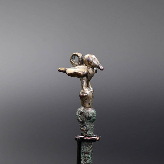 A Moche-Chimu Silver Bird Coca Spoon, ca. 1100 - 1450 CE