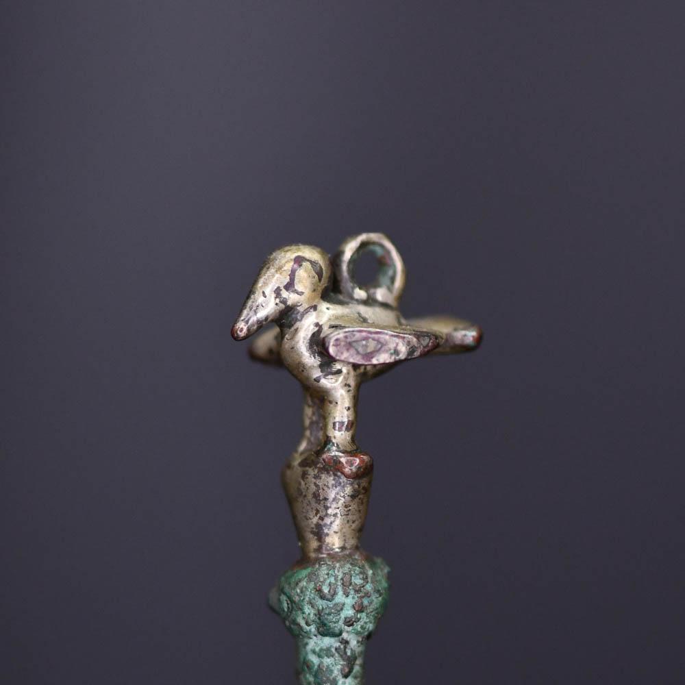 A Moche-Chimu Silver Bird Coca Spoon, ca. 1100 - 1450 CE