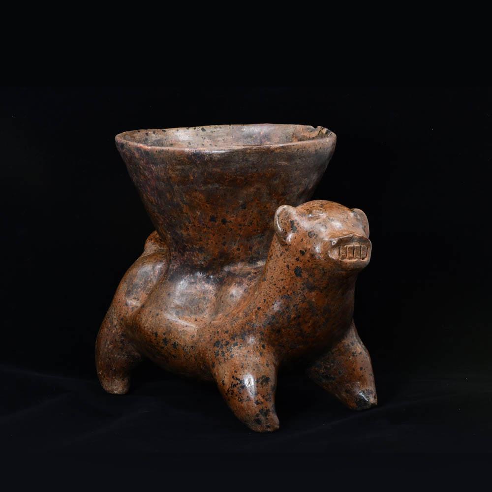 A Colima Redware Dog with Bowl, ca. 100 BCE/CE