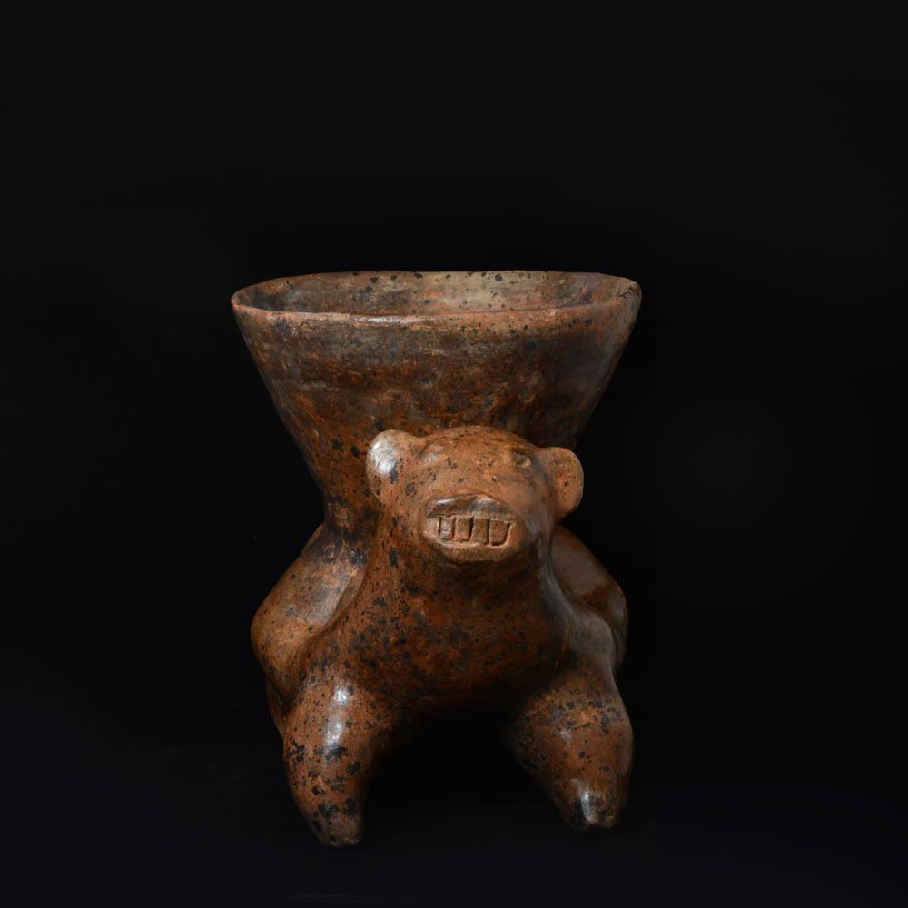 A Colima Redware Dog with Bowl, ca. 100 BCE/CE