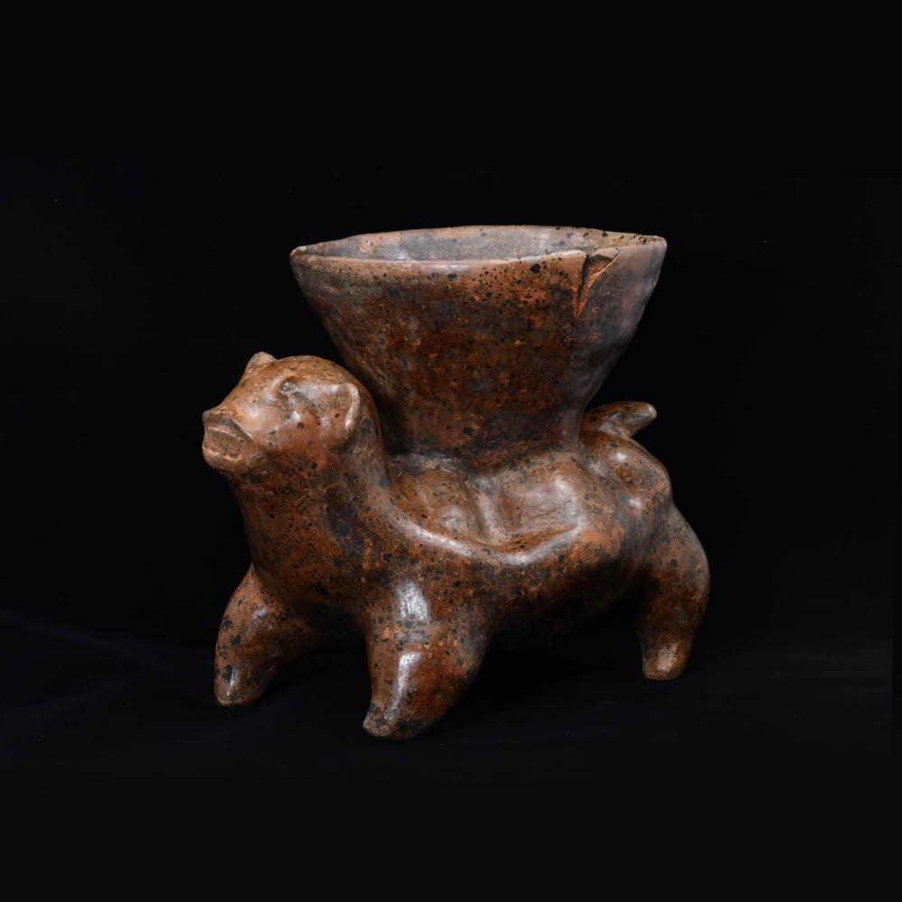 A Colima Redware Dog with Bowl, ca. 100 BCE/CE