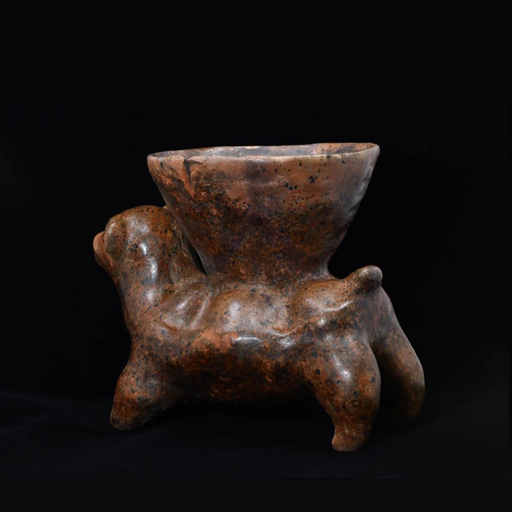 A Colima Redware Dog with Bowl, ca. 100 BCE/CE