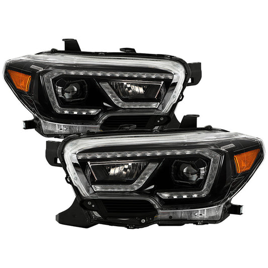 xTune Toyota Tacoma 16-19 SR SR5 Model LED DRL Projector Headlights- Black PRO-JH-TTA16-FLED-SR-BK (spy9050060)