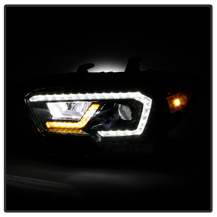 xTune Toyota Tacoma 16-19 SR SR5 Model LED DRL Projector Headlights- Black PRO-JH-TTA16-FLED-SR-BK (spy9050060)