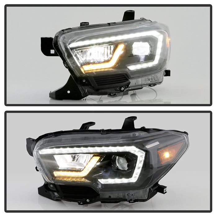 xTune Toyota Tacoma 16-19 SR SR5 Model LED DRL Projector Headlights- Black PRO-JH-TTA16-FLED-SR-BK (spy9050060)