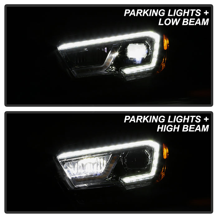 xTune Toyota Tacoma 16-19 TRD Model LED DRL Projector Headlights- Chrome PRO-JH-TTA16-FLED-TRD-C (spy9050091)