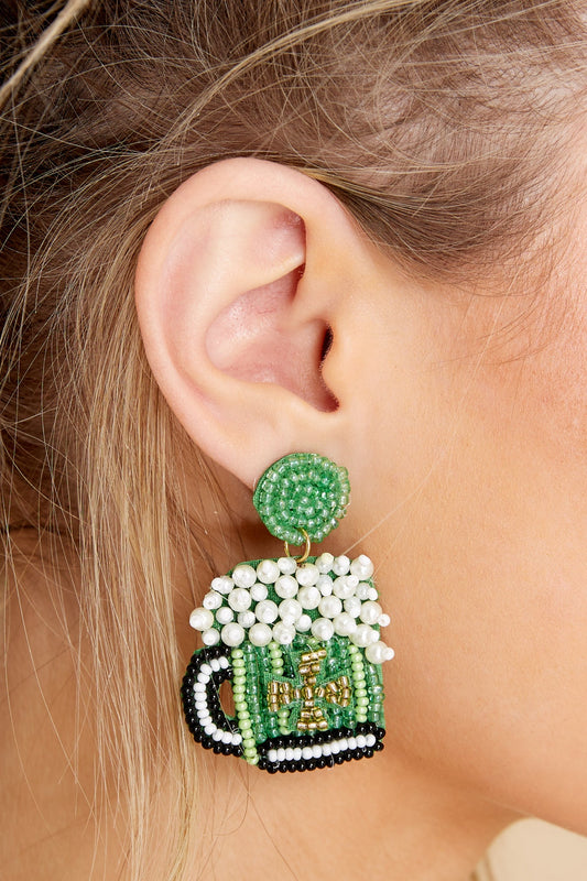 Feeling Lucky Green Beaded Earrings