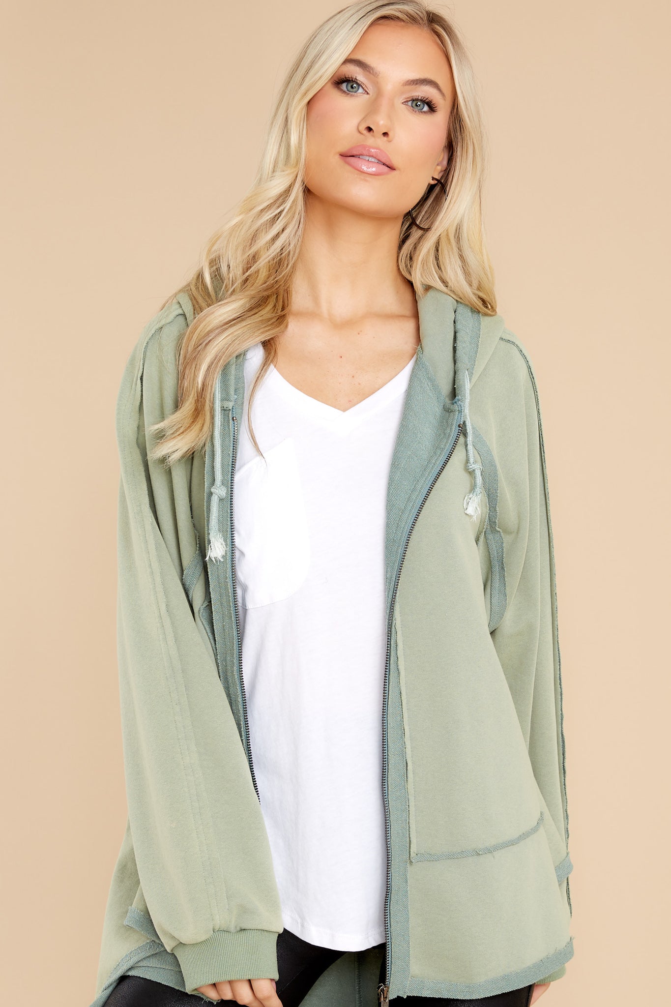 Embrace The Love Sage Zip Up Hoodie